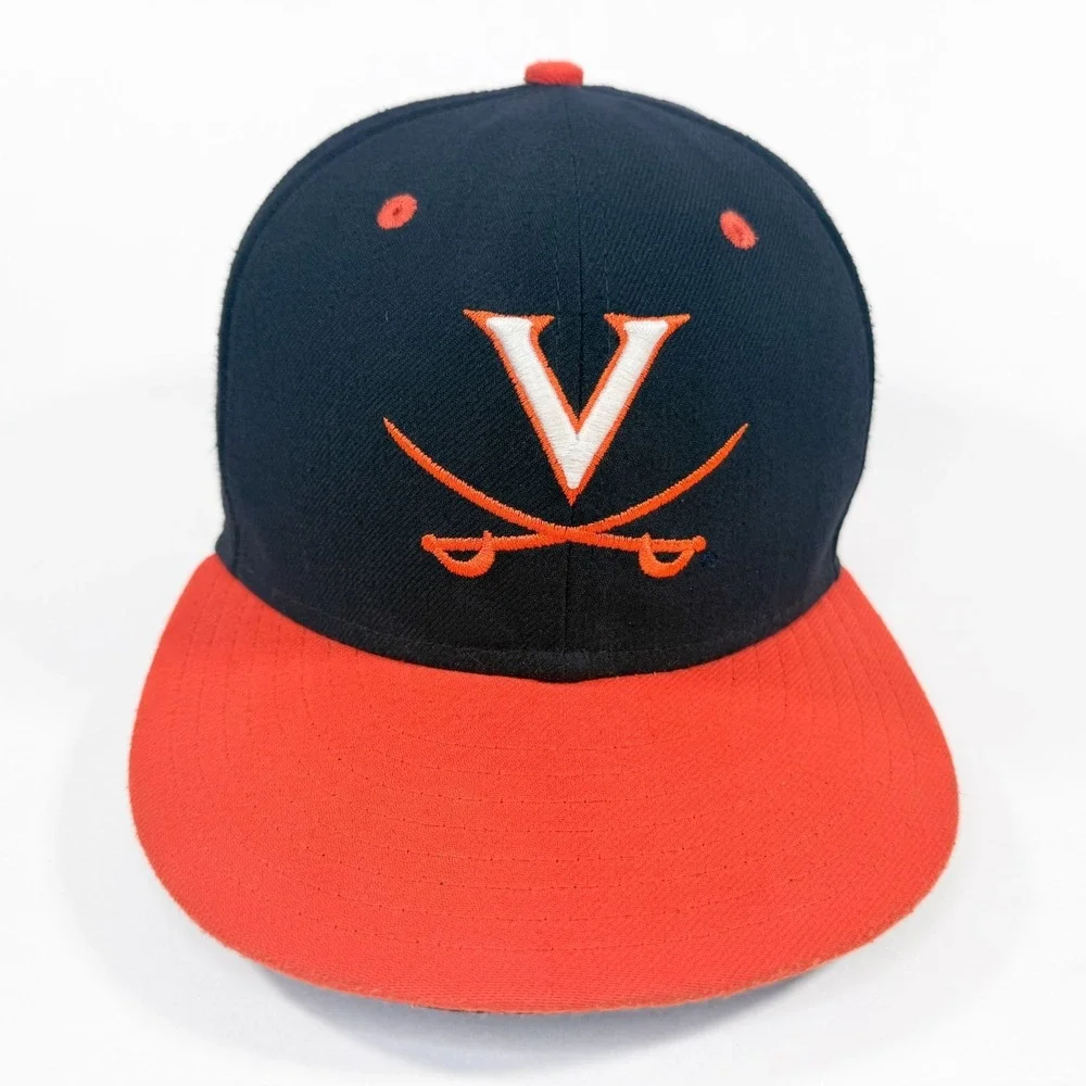 Virginia Cavaliers New Era 59FIFTY Fitted Hat‎ 7 1/8 Navy Orange V Logo